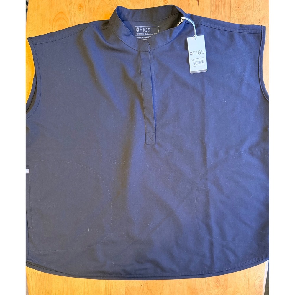 FIGS Rafaela Scrub Top XXL Black Sleeveless Mandarin Collar NWT